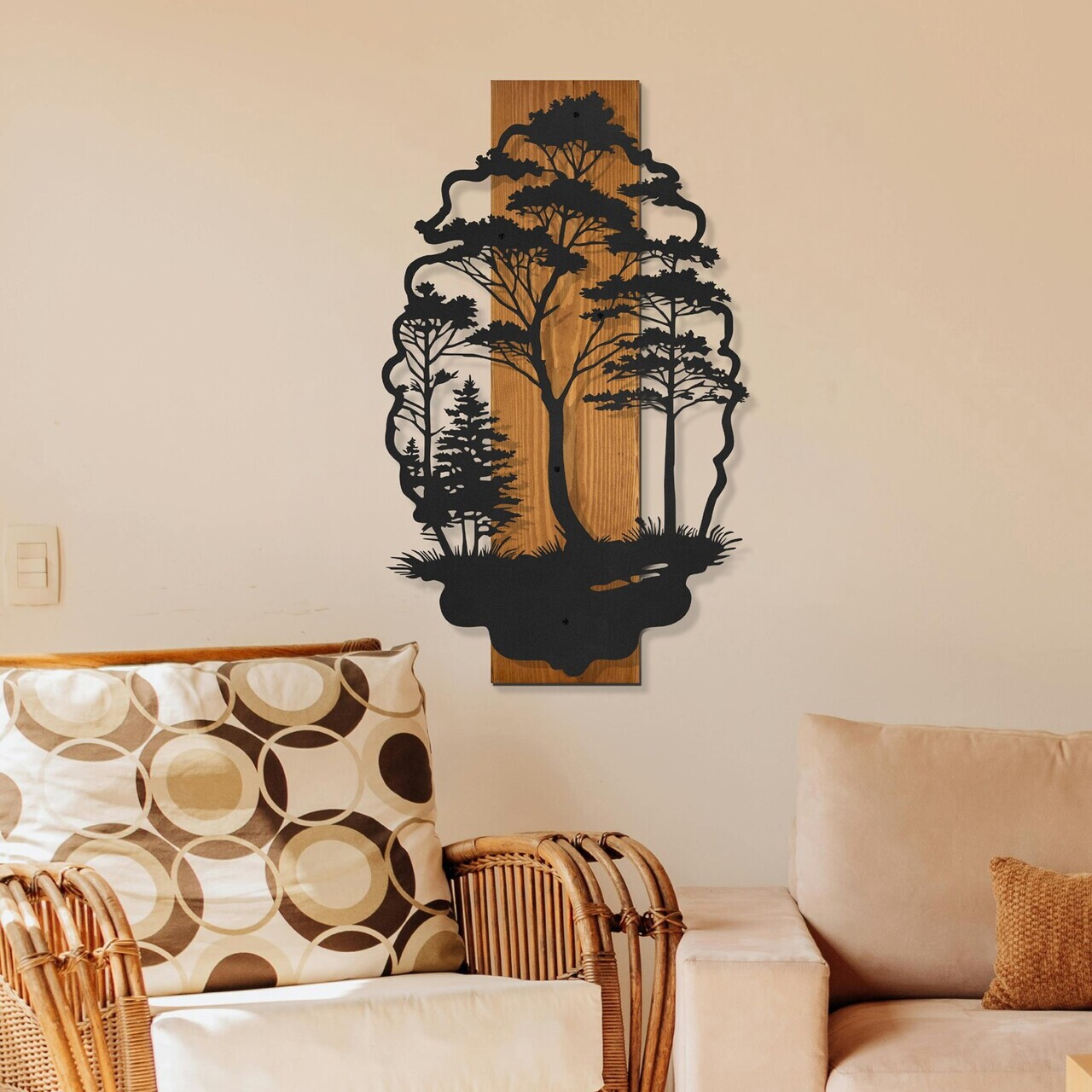 Decoratiune de perete, Sylva, Cadru: Lemn (Grosime: 2 cm), Nuc negru — imaginea 2