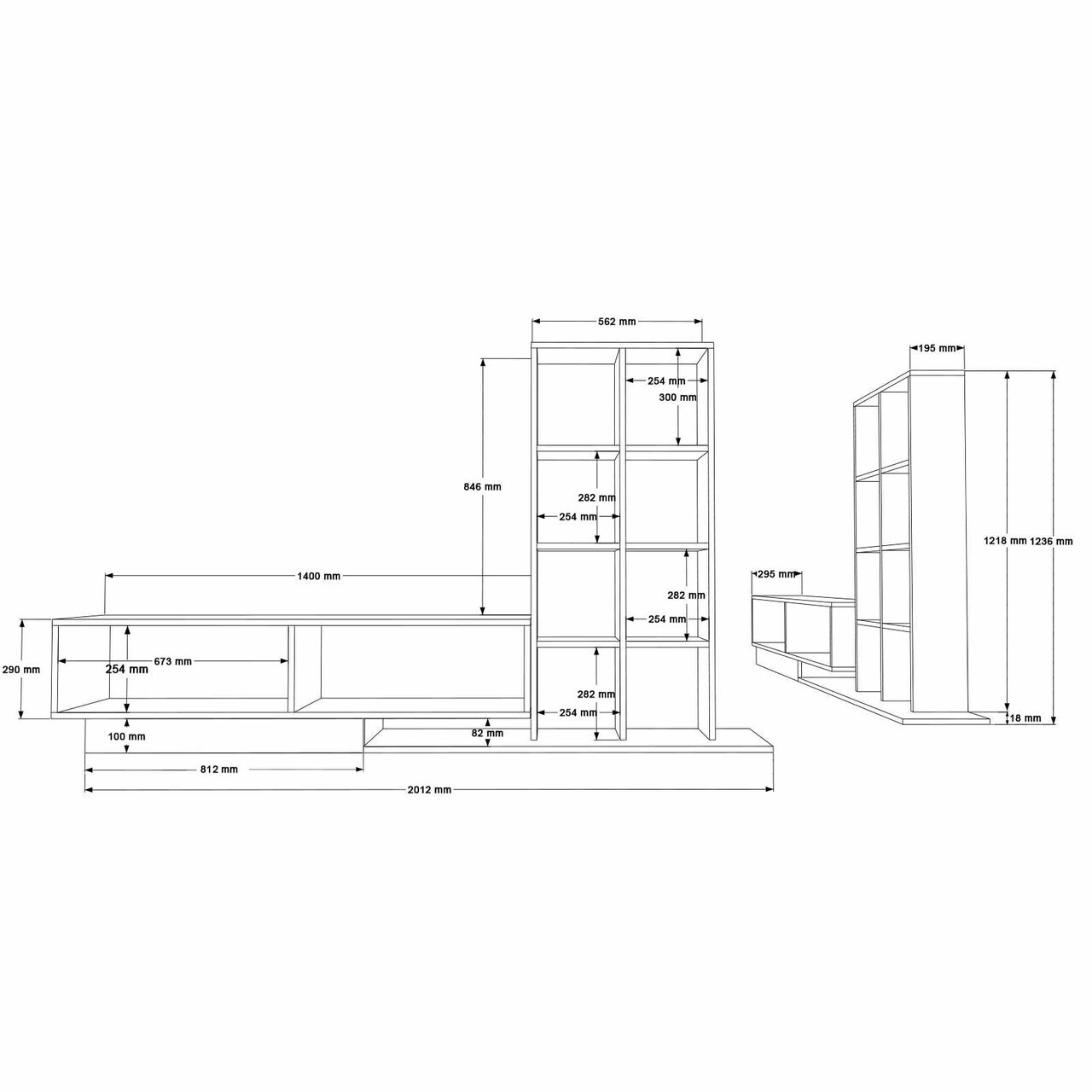Comoda TV, Hanah Home, For1-W, 201.2x123.6x29.5 cm, PAL, Alb — imaginea 7