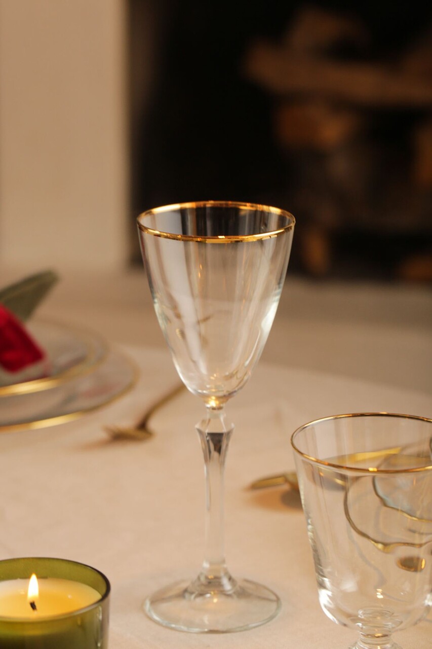 Set de pahare de vin, Hermia, 127RKL1171, Auriu / Transparent - imagine 2