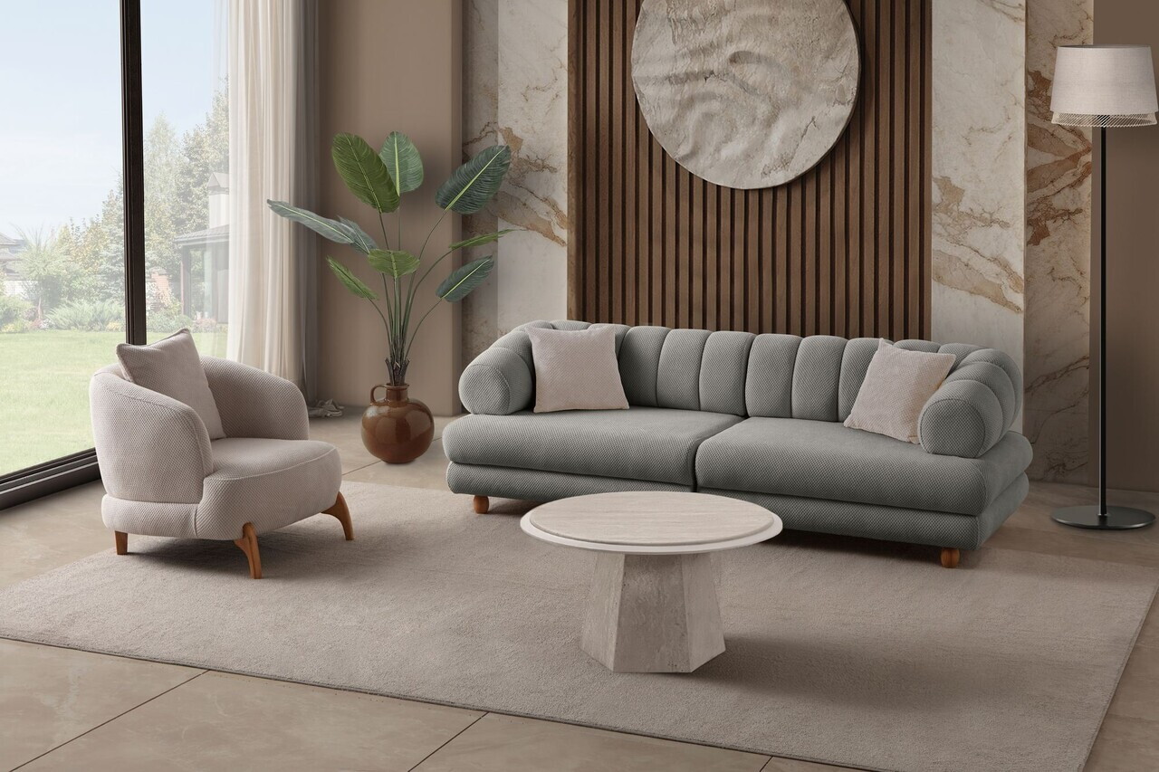 Canapea 3 locuri, Atelier del Sofa, 752EST1157, Lemn de carpen/PAL melaminat, Gri - view 7