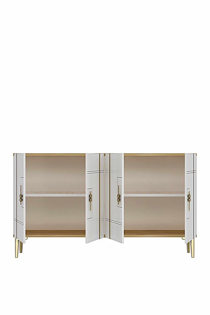 Consola, Hanah Home, Ilay 120, 120x75x32 cm, Stejar Safir / Alb / Auriu — imaginea 6