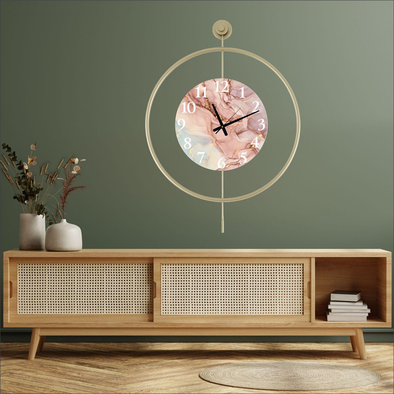Ceas de perete, Mclock-00116, Lățime: 58 cm Înălțime: 80 cm Adâncime: 7 cm, Auriu - view 2