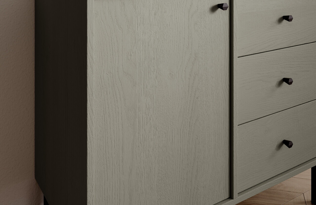Comoda ADRK, Tili 1D 3S, 83.6x40.8x73.9 cm, PAL laminat, verde eucalipt — imaginea 5