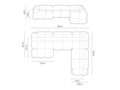 Coltar panoramic dreapta 5 locuri, Loretto, Cosmopolitan Design, 345x250x68 cm, catifea, gri