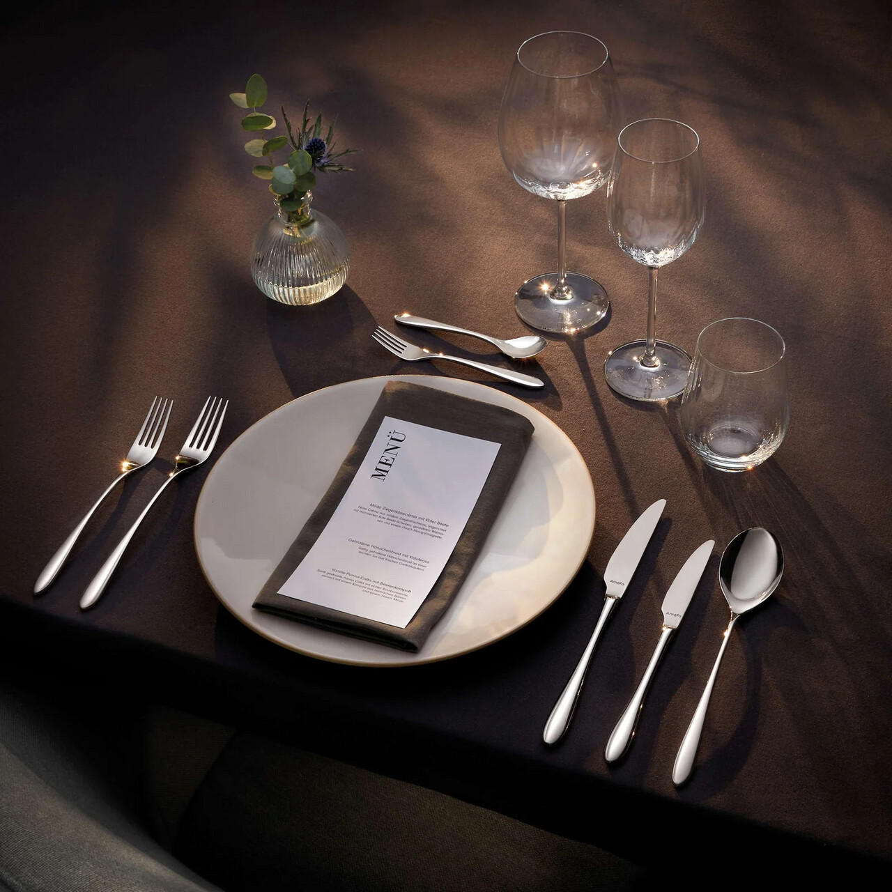 Set tacamuri 24 piese Amefa, Cuba, inox 18/10, argintiu