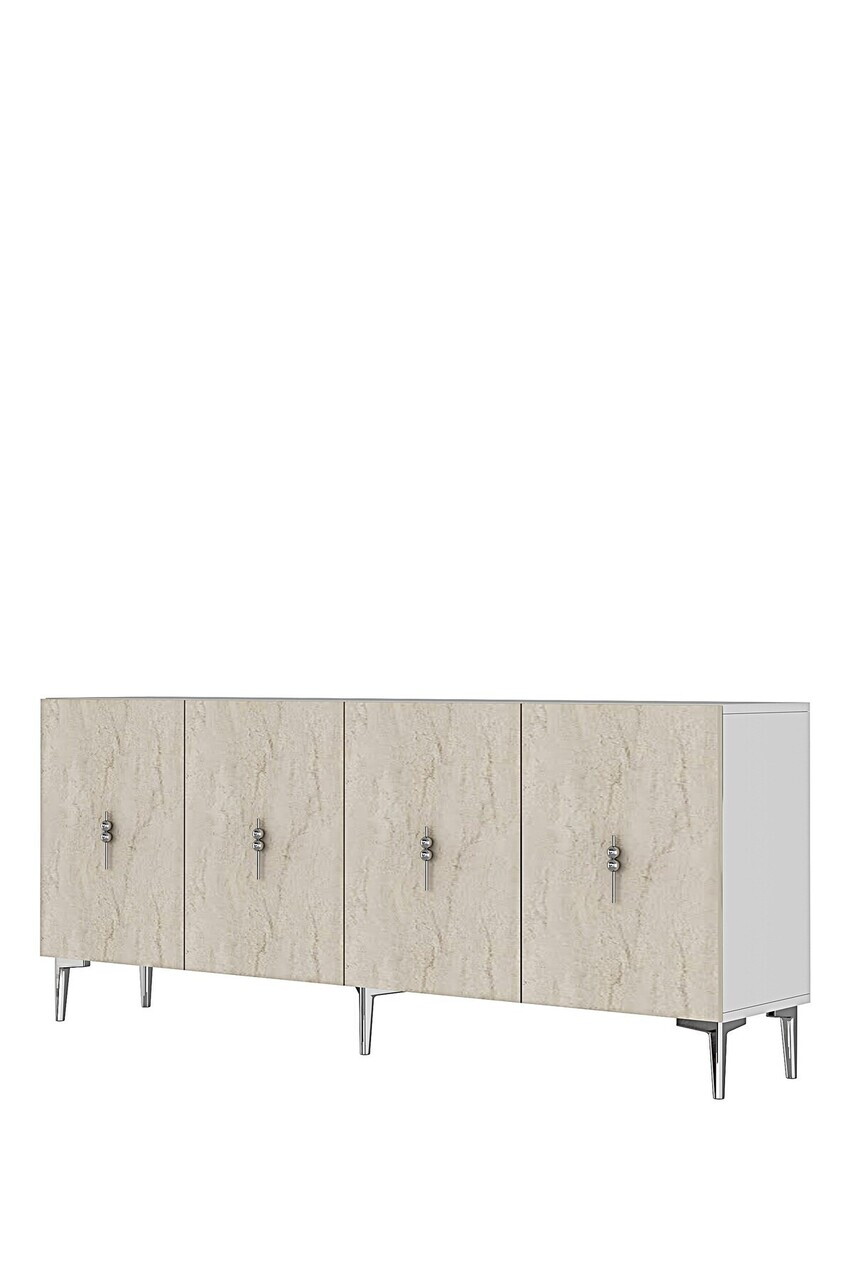 Consola, Hanah Home, Salkım 180, 180x75x32 cm, White / Travertine / Silver — imaginea 5