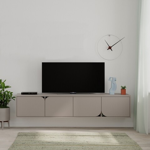 Comoda TV, Decortie, Spark, 180 x 35 x 35.6 cm, pal melaminat, mocha Comode