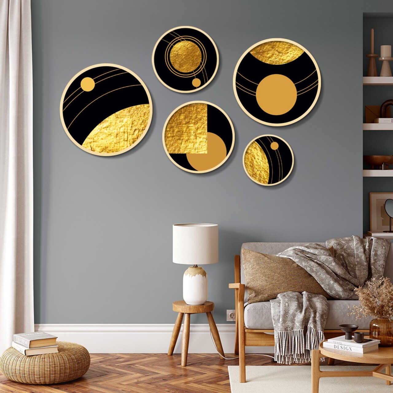 Tablou decorativ (5 Pieces), Iaht-10, Dimensiuni: 43,5 x 43,5 cm (1 bucată), Multicolor - view 2