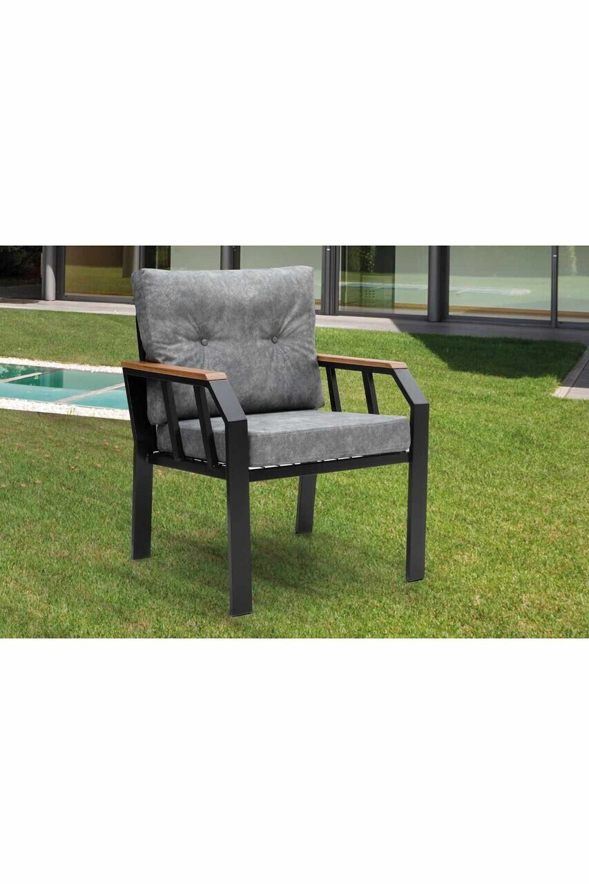Set mobilier de gradina, Hanah Home, Nergiz 2+1+1, Metal, Gri - view 4