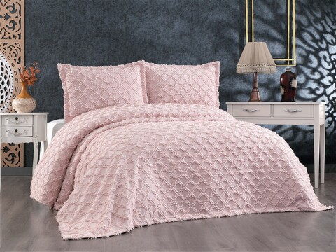 Set cuvertura de pat dubla 3 piese, Harem - Powder, Whitney, Tesatura Chenille