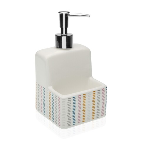 Dozator pentru detergent de vase cu suport pentru burete, Versa, Corduroy, 9.8 x 19 cm, ceramica, multicolor 9.8