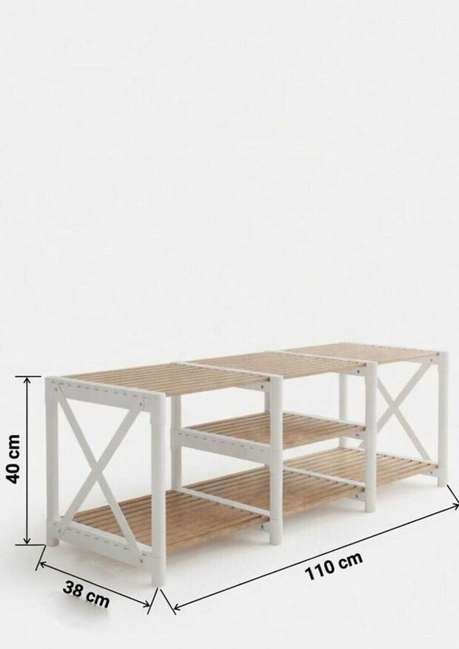Comoda TV, Hanah Home, TV Unit Shelf, 110x40x38 cm, PLASTIC LEMN, Alb — imaginea 4