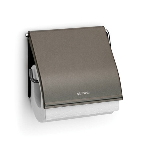 Suport hartie igienica, Brabantia, ReNew Platinum, 13.2x1.7x12.3 cm, otel, gri inchis