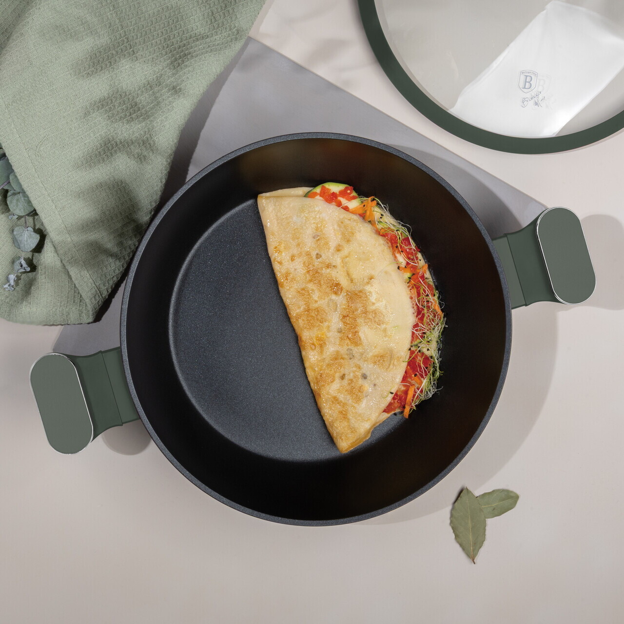 Oala cu capac Berlinger Haus, Matte Green, 30 cm, 4.5 L, aluminiu forjat, verde mat - imagine 4