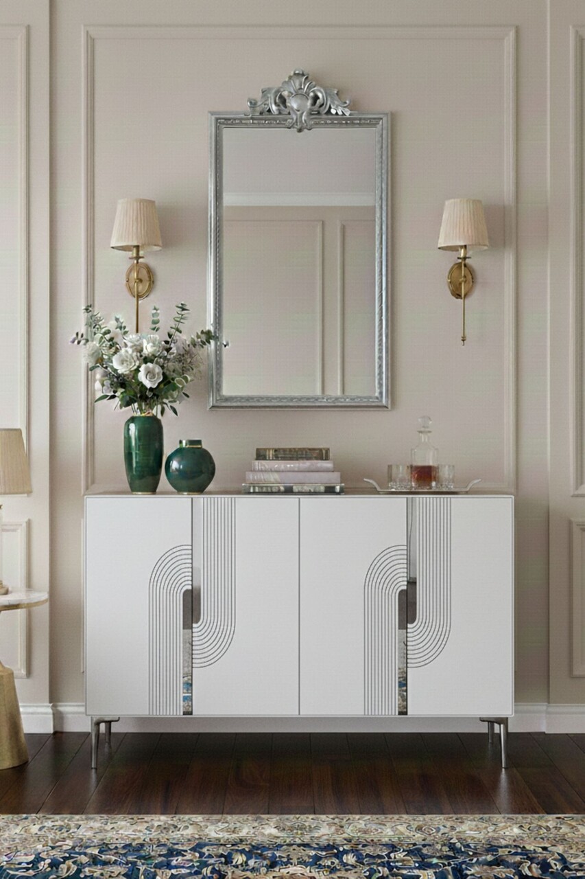 Consola, Hanah Home, Meyra 120, 120x75x32 cm, Alb / Argintiu - view 3