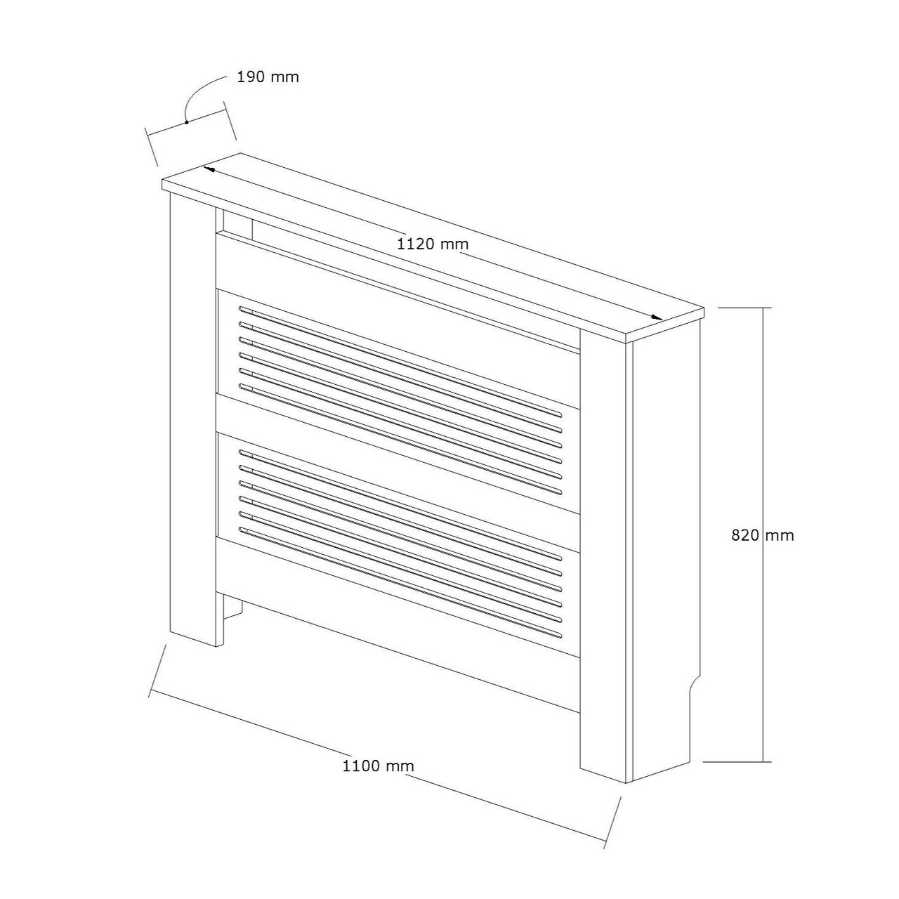 Dulap radiator, Puqa Design, Termora, 112x82x30 cm, PAL, Pin Atlantic / Alb
