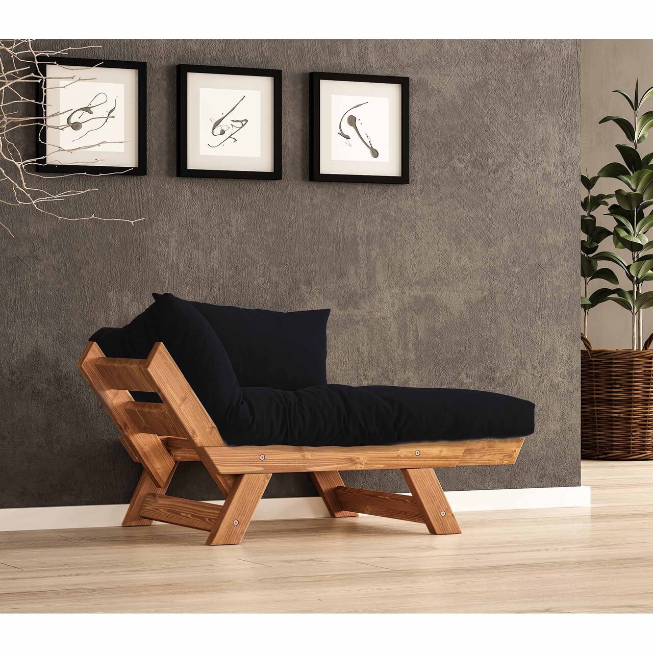 Fotoliu de gradina, Hanah Home, CPT8159-140, Teak / Negru - view 2