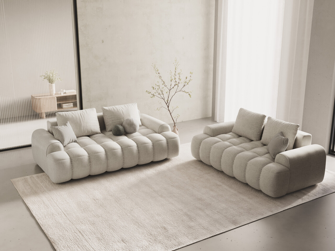 Canapea 2 locuri, Linz, Cosmopolitan Design, 175x100x84 cm, tesatura structurata, bej