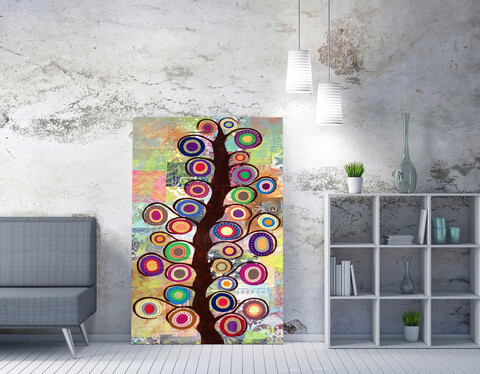 Tablou decorativ, WY91 (70 x 100), 50% bumbac/50% poliester, Lemn, Multicolor mezoni.ro