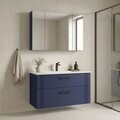 Set Dulap de Baie cu Chiuvetă și Oglindă (2 Piese), Hanah Home, Bari 100 v2, Albastru marin mat