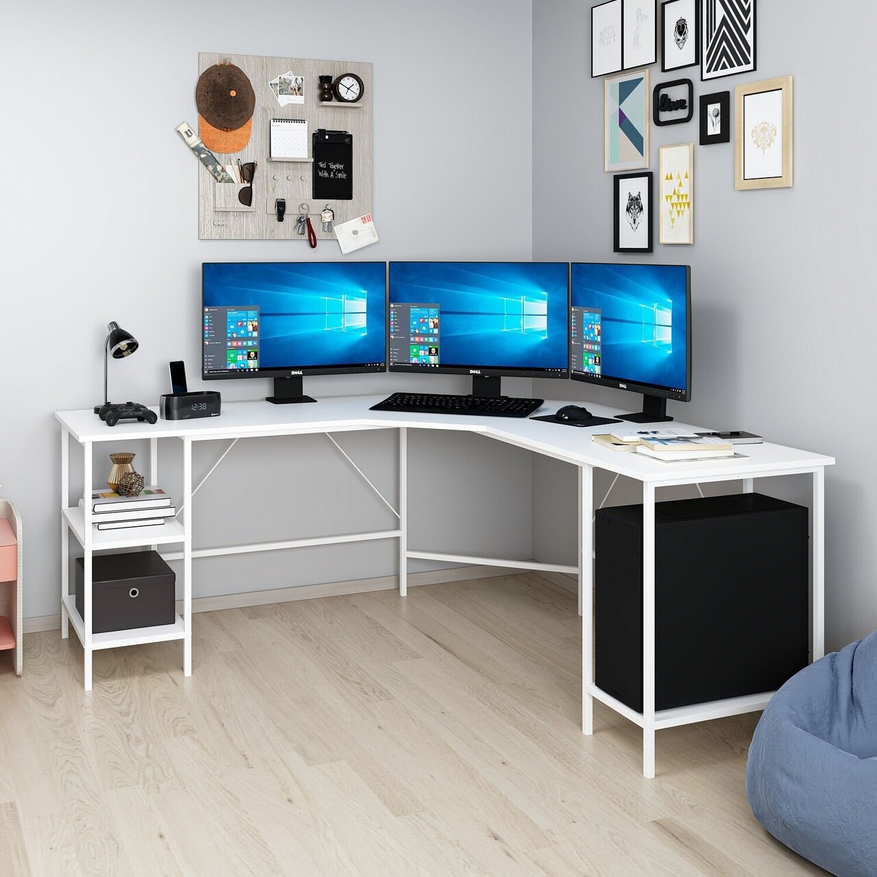 Birou, Minerva, Power L, 180x76x60 cm, PAL, Alb - 1 | YEO
