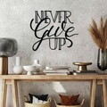 Decoratiune de perete, Never Give Up, Dimensiune: 55 x 46 cm, Negru