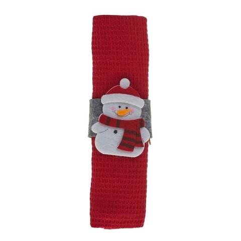 Prosop de bucatarie cu inel Snowman, Heinner, 38x64 cm, bumbac, rosu