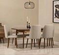 Set masă și scaune extensibile (6 bucăți), Vella, Vina, Maro/Crem
