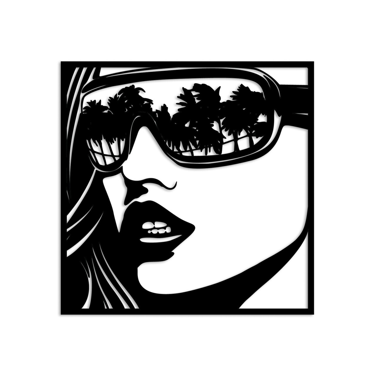 Decoratiune de perete, Miami Beach, Dimensiune: 50 x 49 cm, Negru — imaginea 5