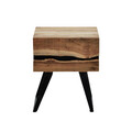 Noptiera Imena, Pakoworld, 45x35x56 cm, lemn masiv/metal, natural/negru