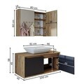 Set Dulap de Baie cu Chiuvetă și Oglindă (2 Piese), Hanah Home, 1709, MDF-LAM, Pin Atlantic / Antracit