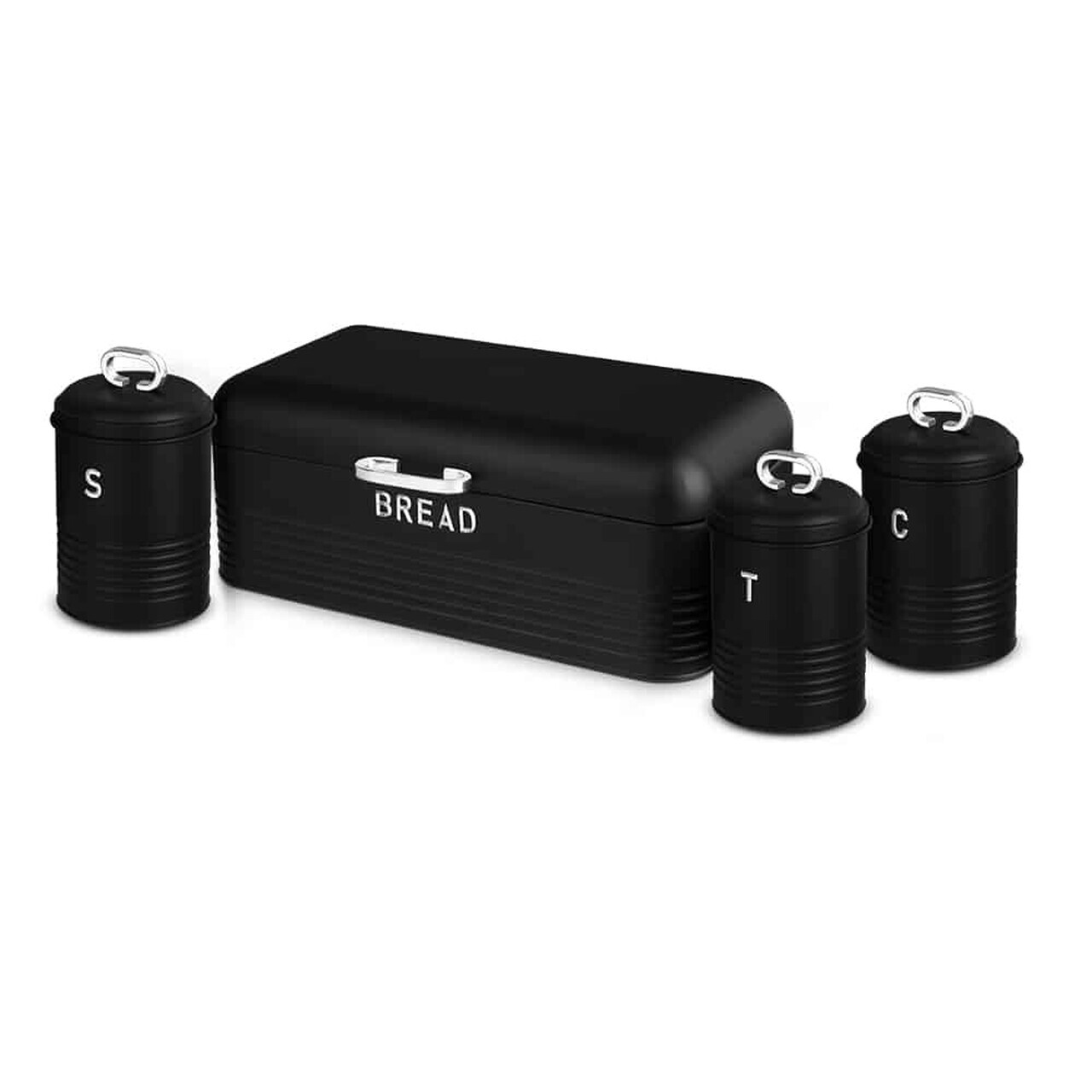 Set cutie pentru paine si 3 recipiente Berlinger Haus, Matte Black, 42.5x23x16 cm, otel carbon, negru - imagine 2