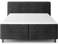 Pat continental tapitat cu lada depozitare, 160x200 cm, ELTAP, Cortiko, lemn/poliester, negru