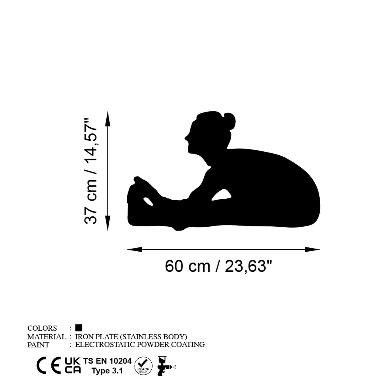 Decoratiune de perete, Yoga 23, Dimensiune: 60 x 37 cm, Negru — imaginea 6