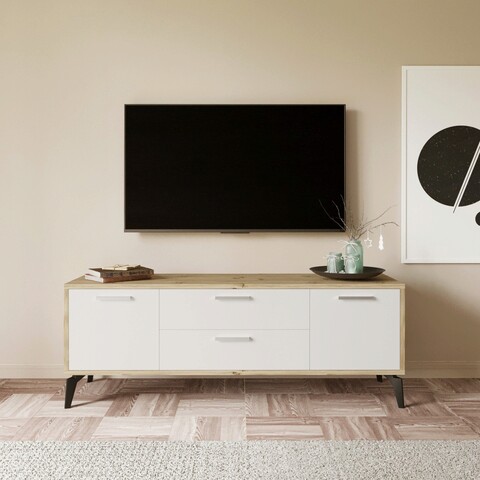 Comoda tv, lacivert, sude, 150x55x40 cm, alb