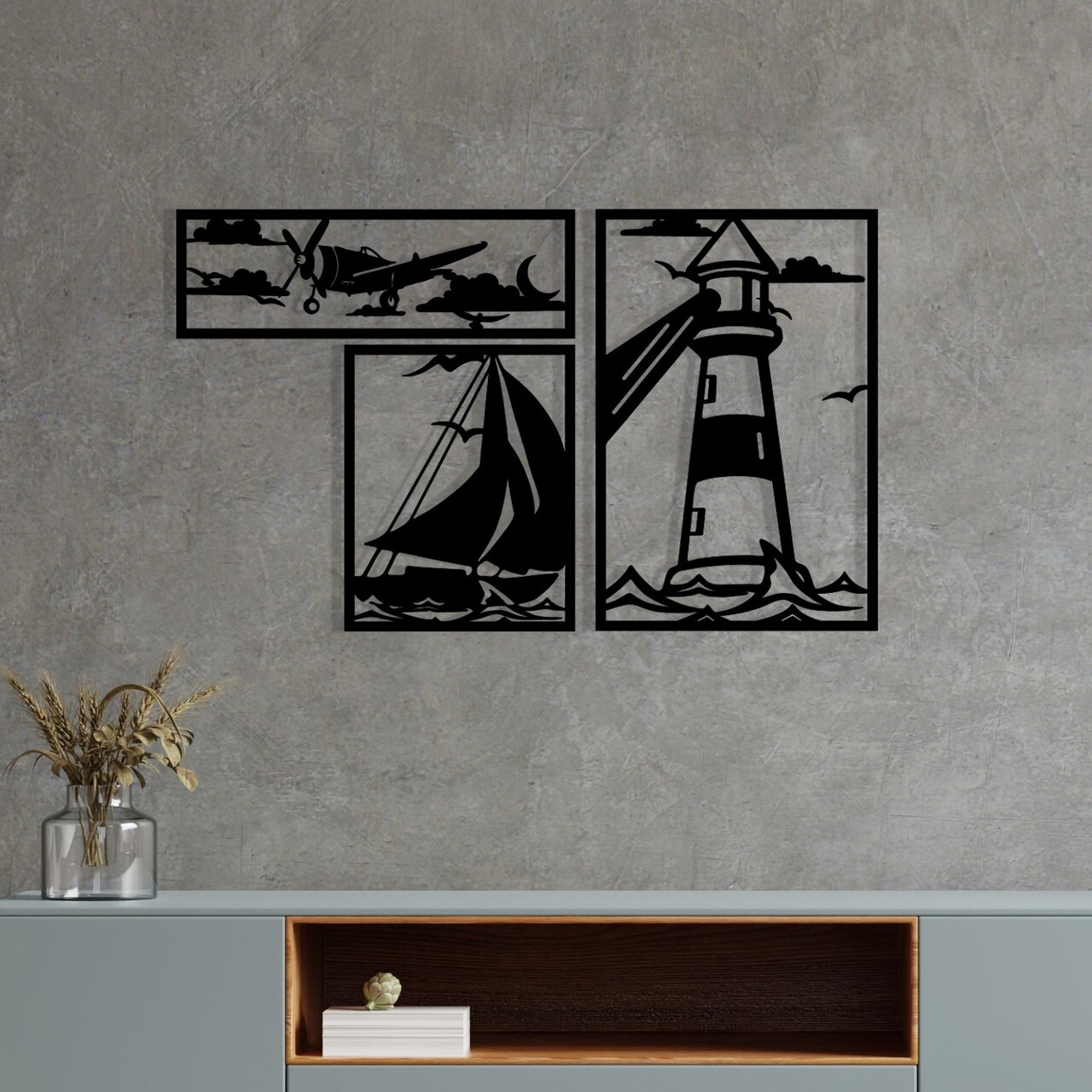 Decoratiune de perete, Abadda, Dimensiuni: 72 x 43 cm, Negru - view 3