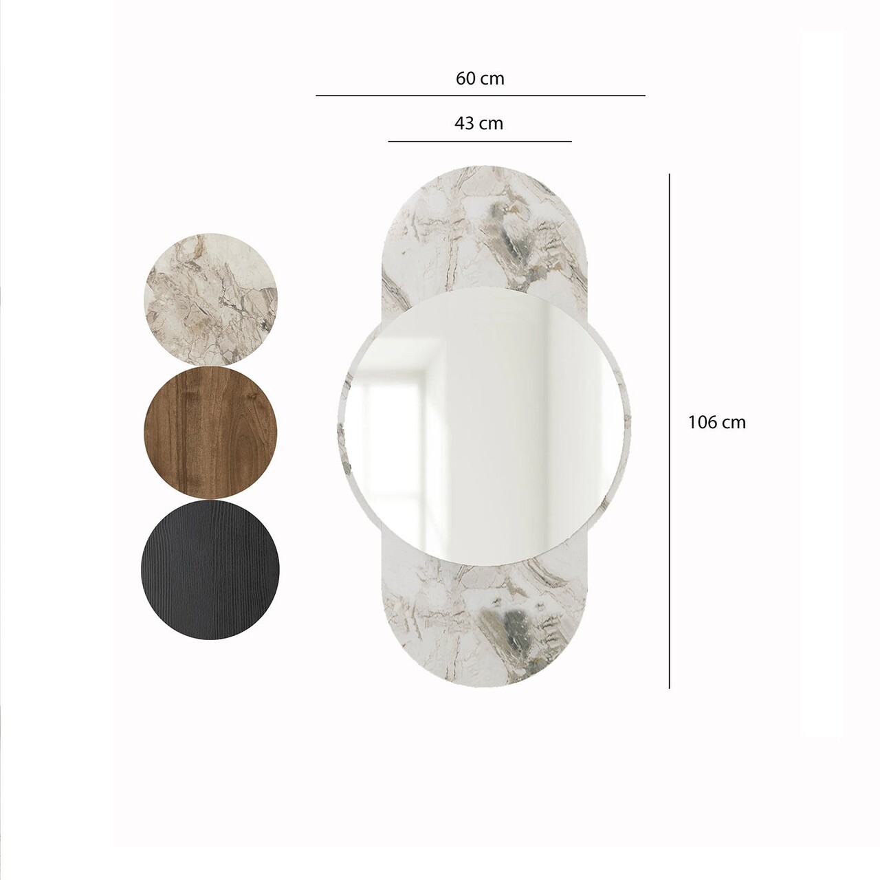Oglinda decorativa, Neostill, Time, 60x106 cm, MDF , Marmura