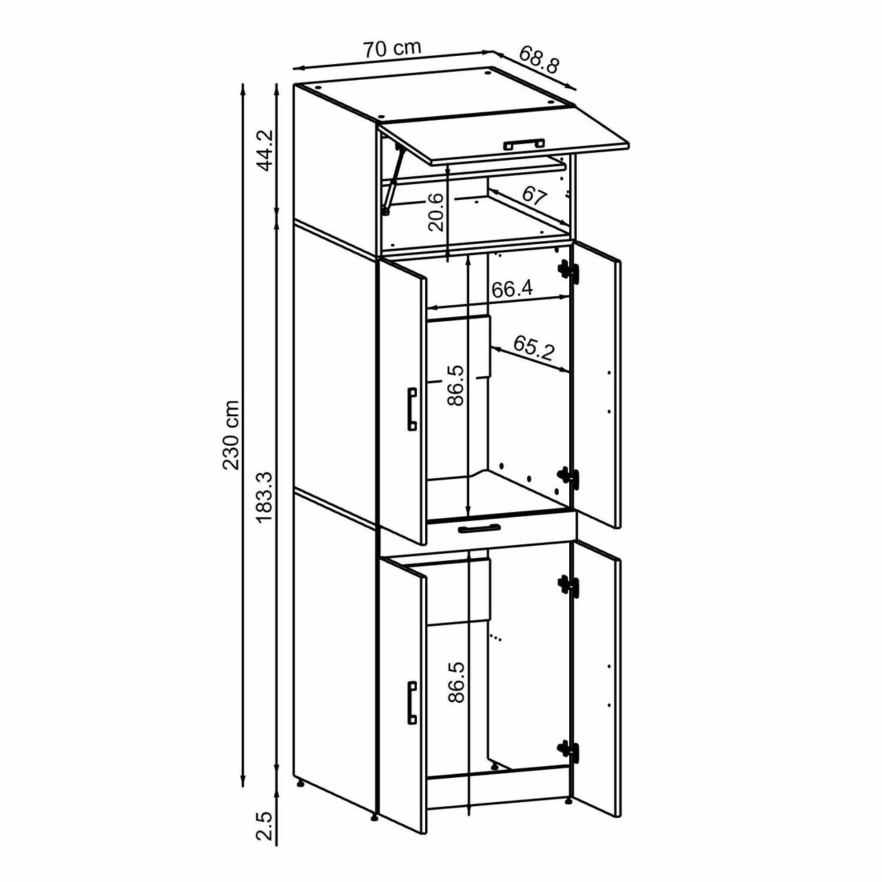 Dulap masina de spalat, Hanah Home, Dora, 70x230x68.8 cm, PAL, Maro — imaginea 6