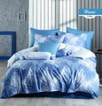 Lenjerie de pat dubla Havai, Majoli Home Collection, 4 piese, 200x220 cm, 100% bumbac ranforce, albastru