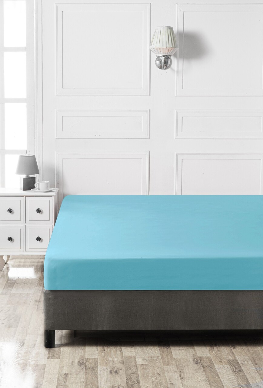 Cearceaf de pat cu elastic Ranforce Single (FR) (IT) (ES) (DE), L'essentiel Maison, Turquoise, Turcoaz - view 3