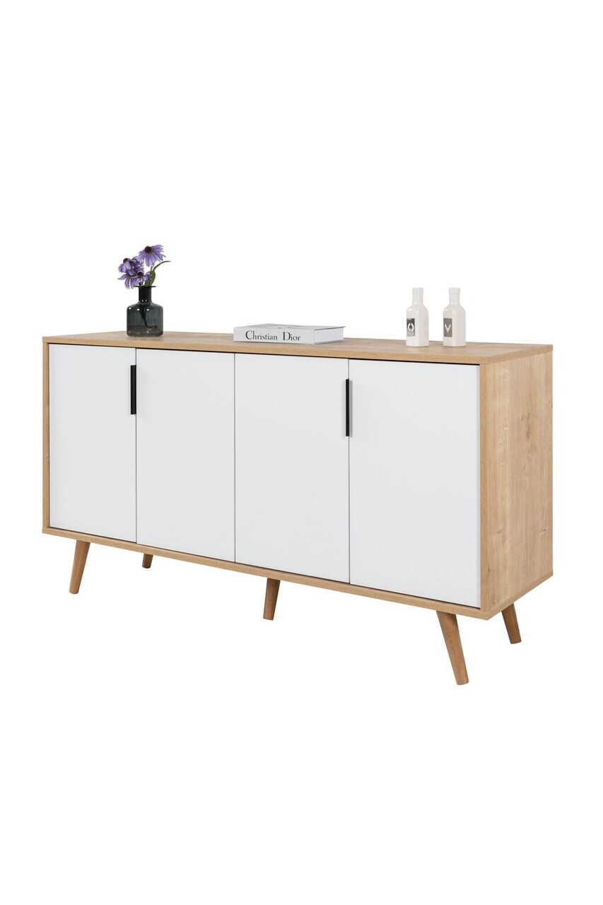 Consola, Hanah Home, Sırma 4515, 150x82x44 cm, PAL, Stejar Safir / Alb — imaginea 6