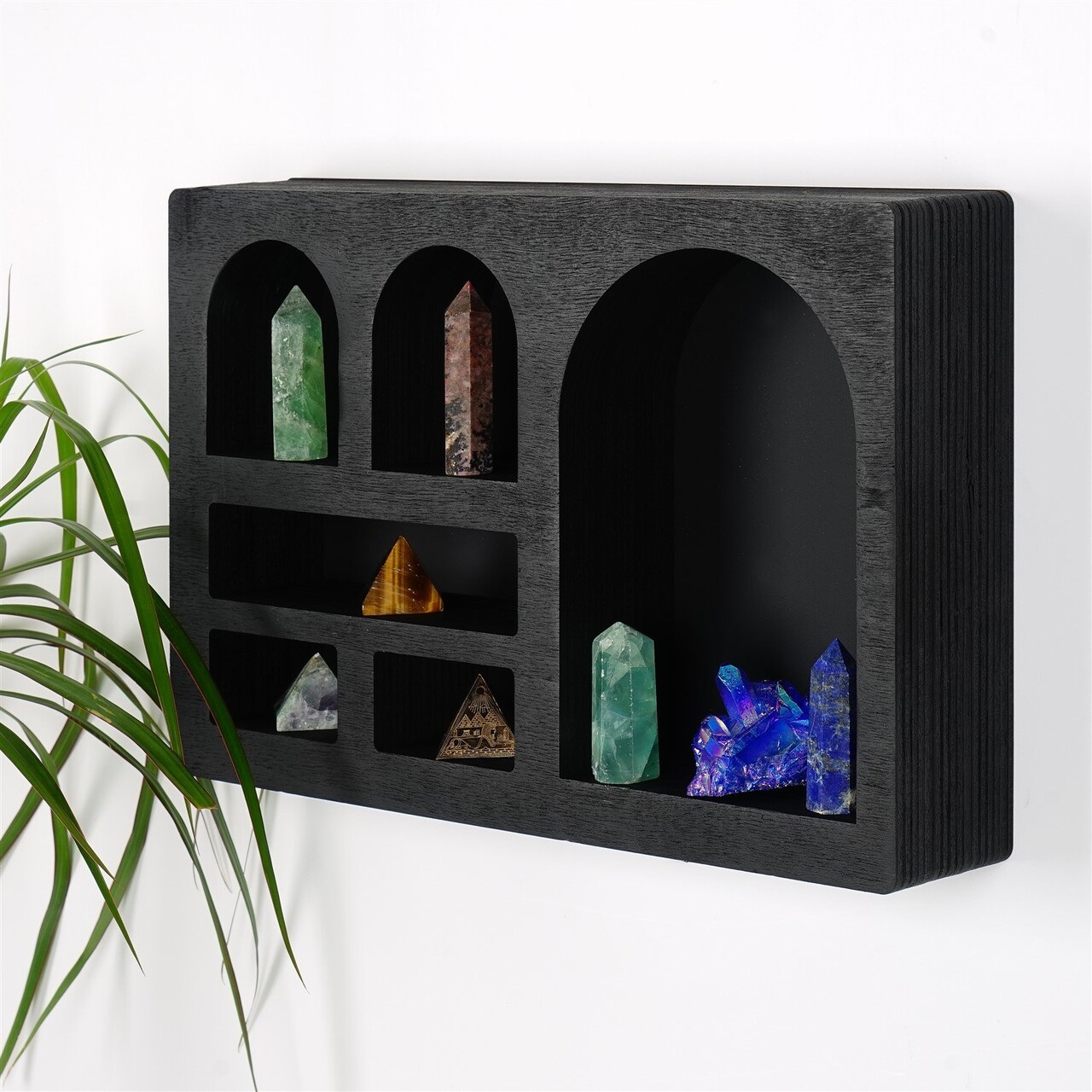 Raft de perete, Evila Originals, Cry003-S, 35x23x6 cm, Lemn masiv, Negru - 1 | YEO