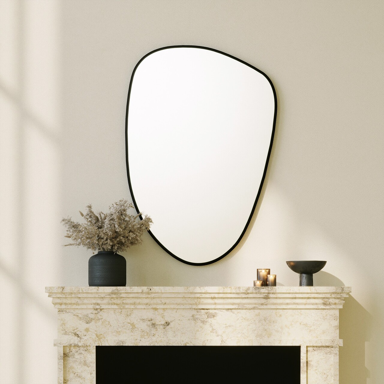 Oglinda decorativa, Neostill, Pietra Nera, 91x61 cm, MDF , Negru - 1 | YEO