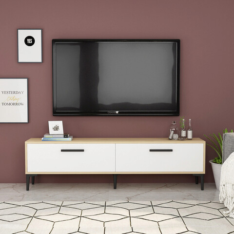 Comoda tv, olivia, inel, 150x45x29.6 cm, pal , safir / alb