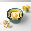 Set pentru mixat 4 piese, boluri, sita, storcator citrice, Brabantia, Tasty+, 0.5 L-1.5 L-2.4 L-3.2 L, plastic, multicolor