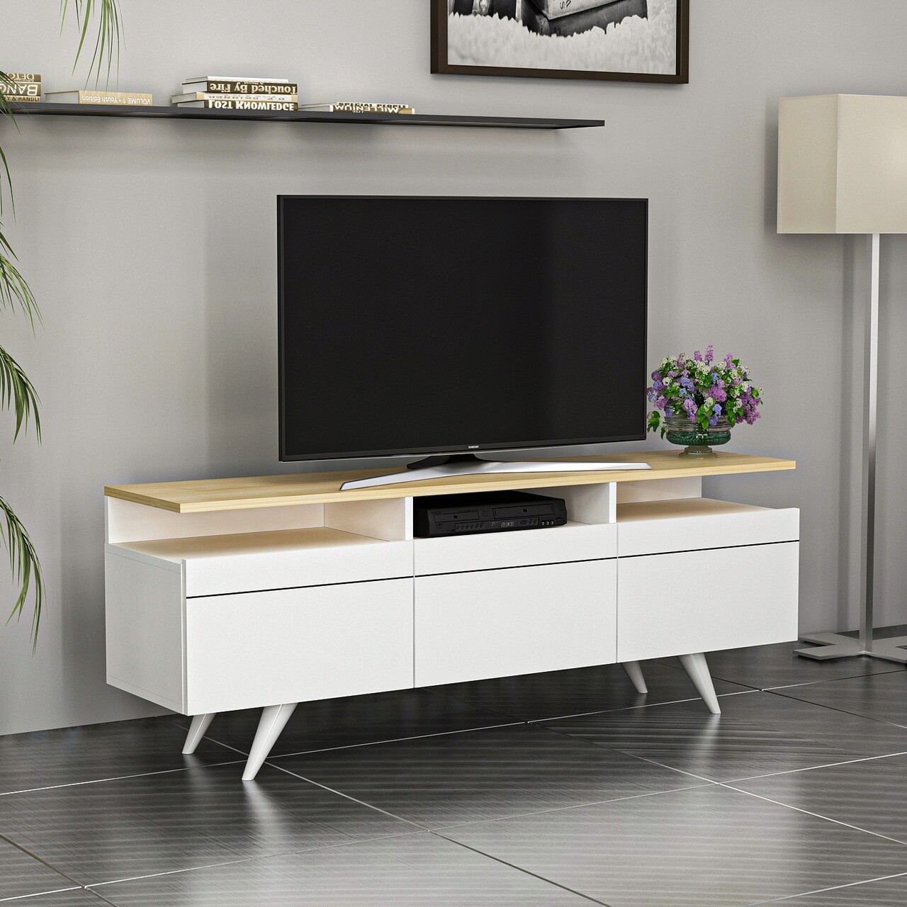 Comoda TV, Inarch, Berlin 150, Stejar / Alb - 1 | YEO