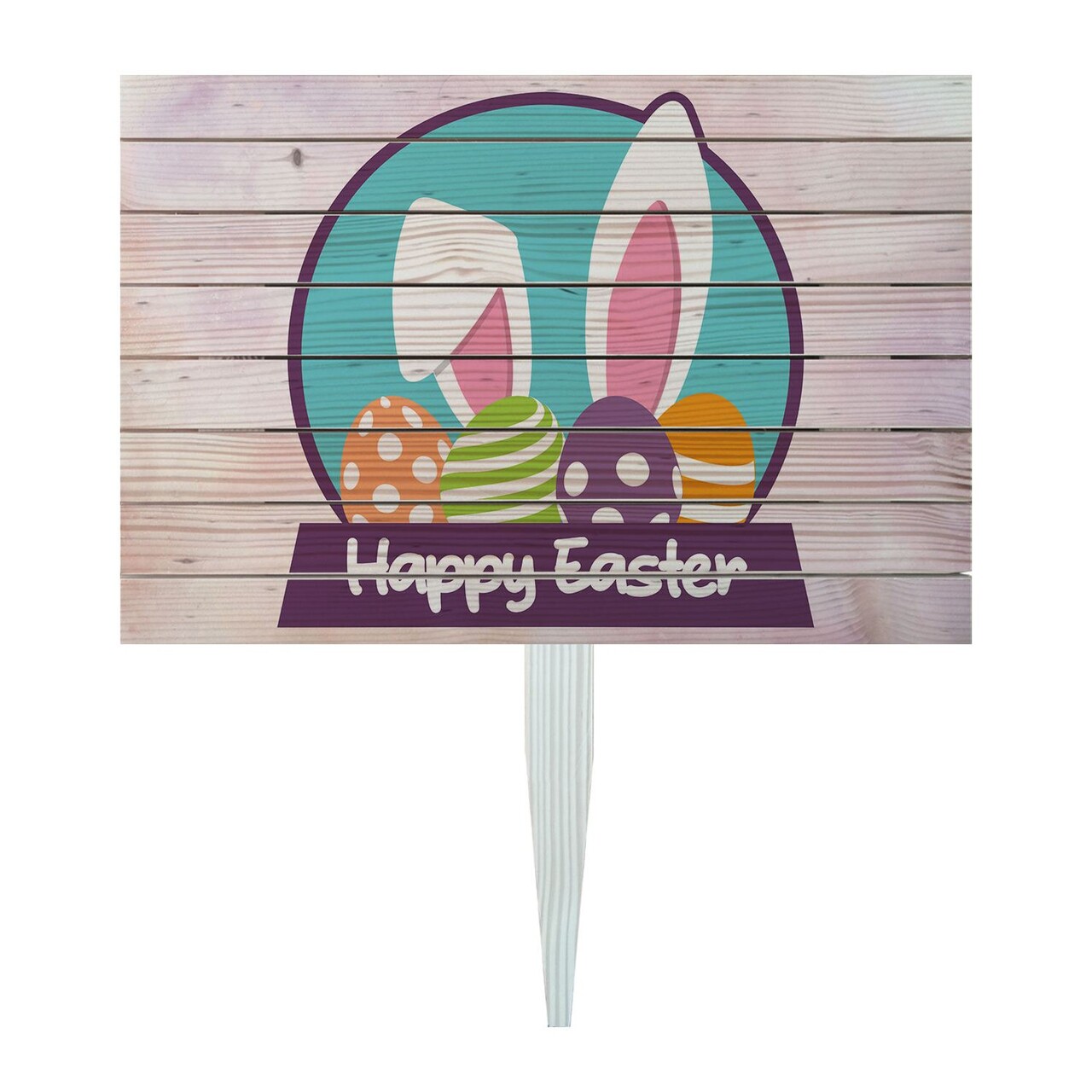 Semn de curte, Happy Easter Badge, 58x38 cm, Multicolor - imagine 3