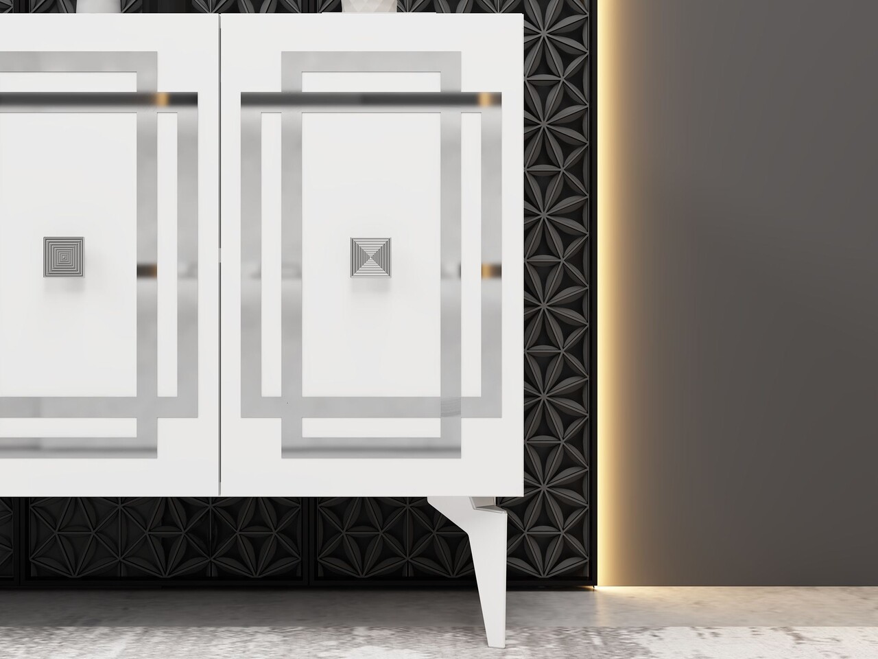 Consola, Hanah Home, Lotus, 150x79x40 cm, PAL , Alb / Argintiu - view 3