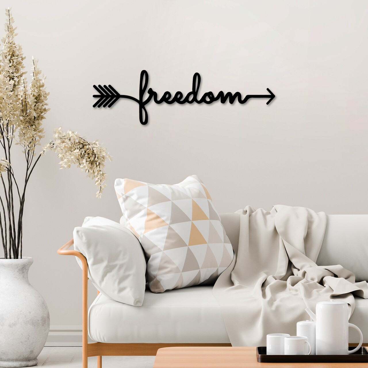 Decoratiune de perete, Freedom, Dimensiuni: 62 x 19 cm , Negru - view 3
