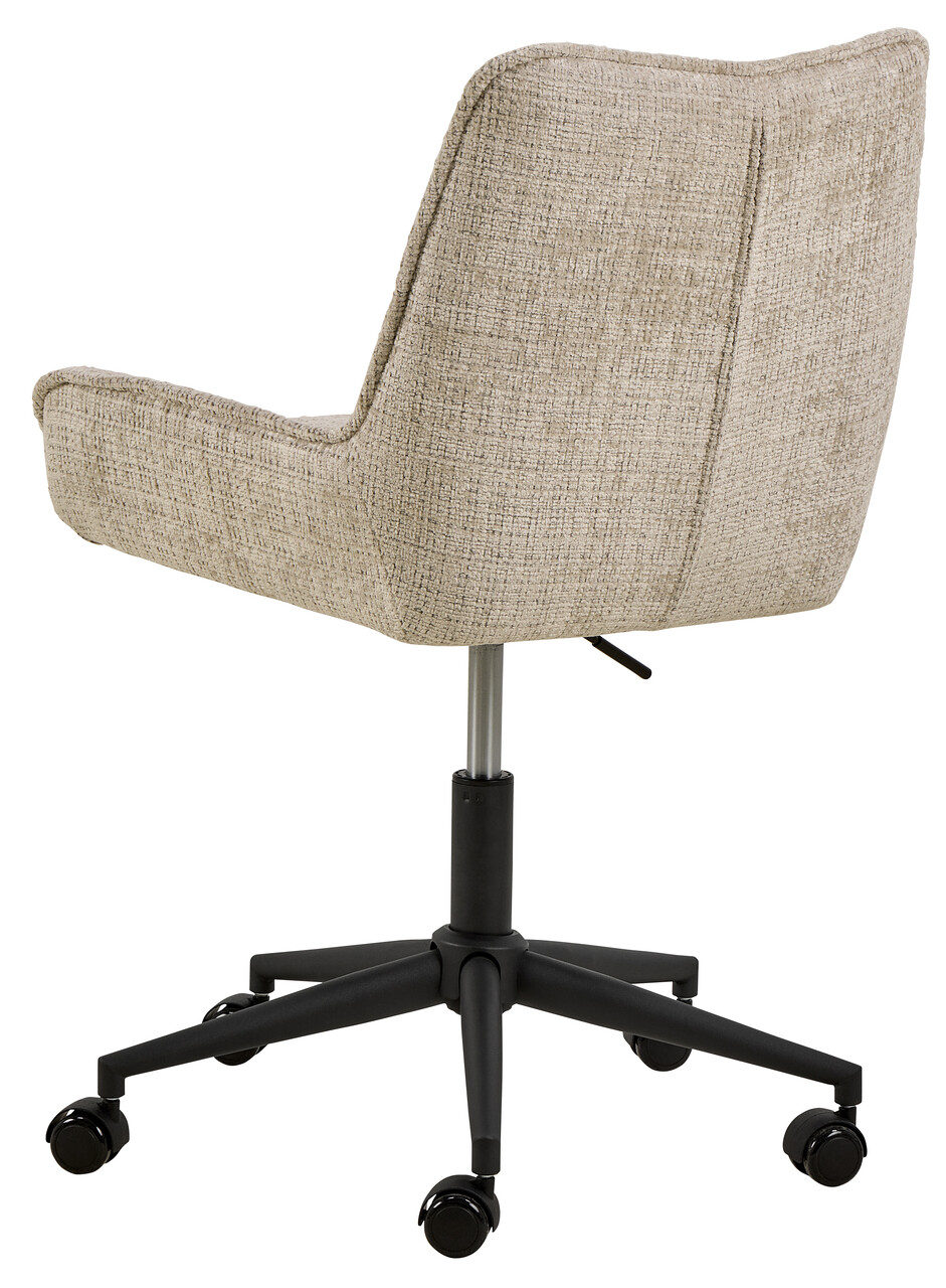 Scaun de birou Eddie, Actona, 57x59.5x90.5 cm, rotativ, tesatura Chenille/otel, bej